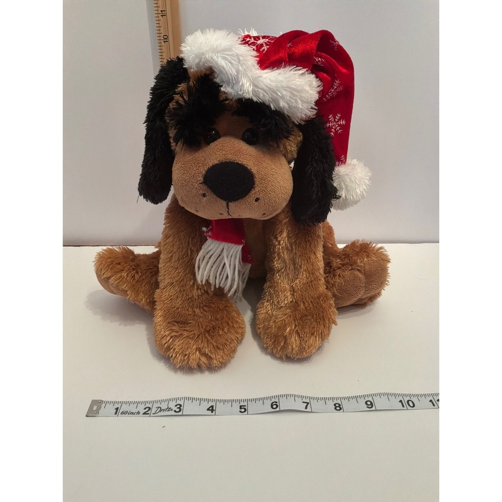 Rare vintage Christmas puppy dog 14" plush stuffed animal toy‎